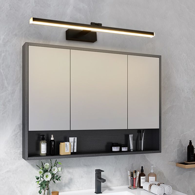 Modern Metal Vanity Light Straight 1 Light Adjustable Mirror Light in Black for Bathroom