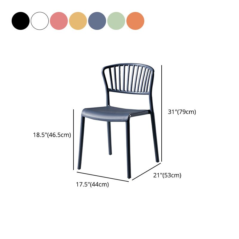 Scandinavian Plastic Dining Armless Chair Open Back Side Chairs