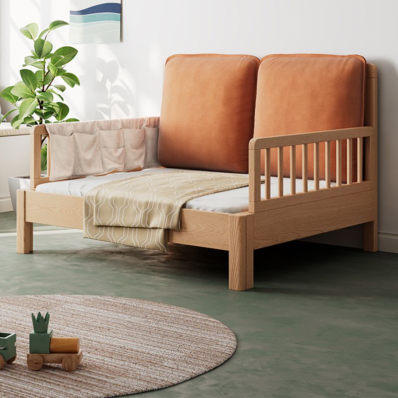 Upholstered Folding Slat Bed in Natural Solid Wood Daybed with Mattress