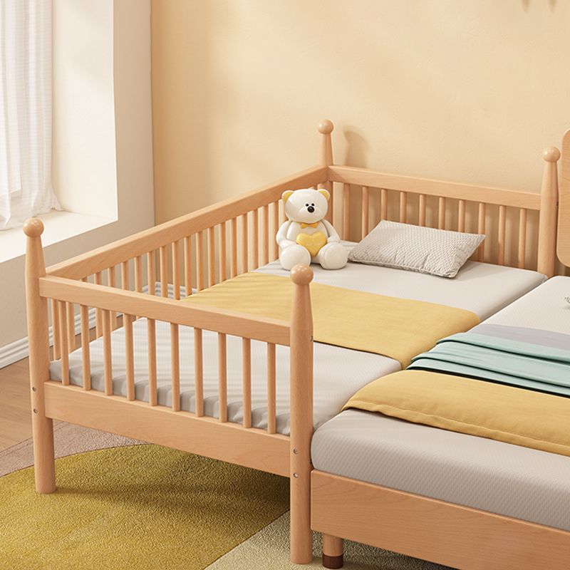 Solid Wood Baby Crib Washed Natural Crib with Guardrail and Mattress