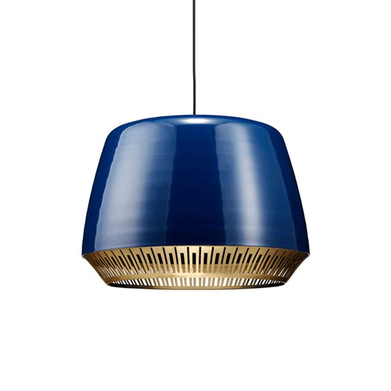 Round Pendant Light Modernist Metal 12"/14" Wide 1 Head Blue Ceiling Suspension Lamp