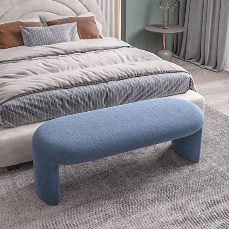 Contemporary Upholstered Bench Oval 17.5" Height Bedroom Bench with Legs