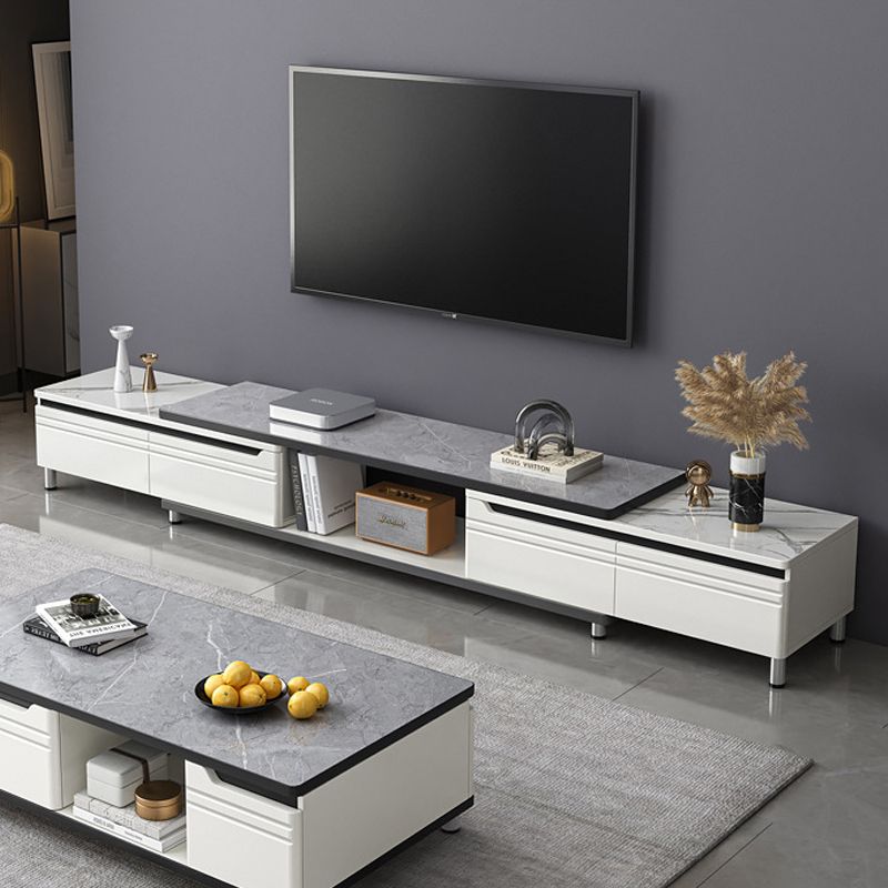 Modern Enclosed Storage TV Stand Engineered Wood TV Console with Sliding Storage