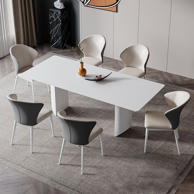 White Stone Dinette Table Set with Metal Base 1/4/5/7 Pcs Modern Home Dining Set