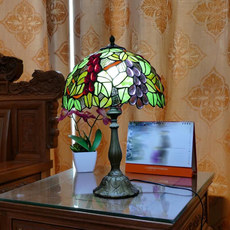 Tiffany Style Table Lamp 1-Light Desk Lamp with Glass Shade for Bedside