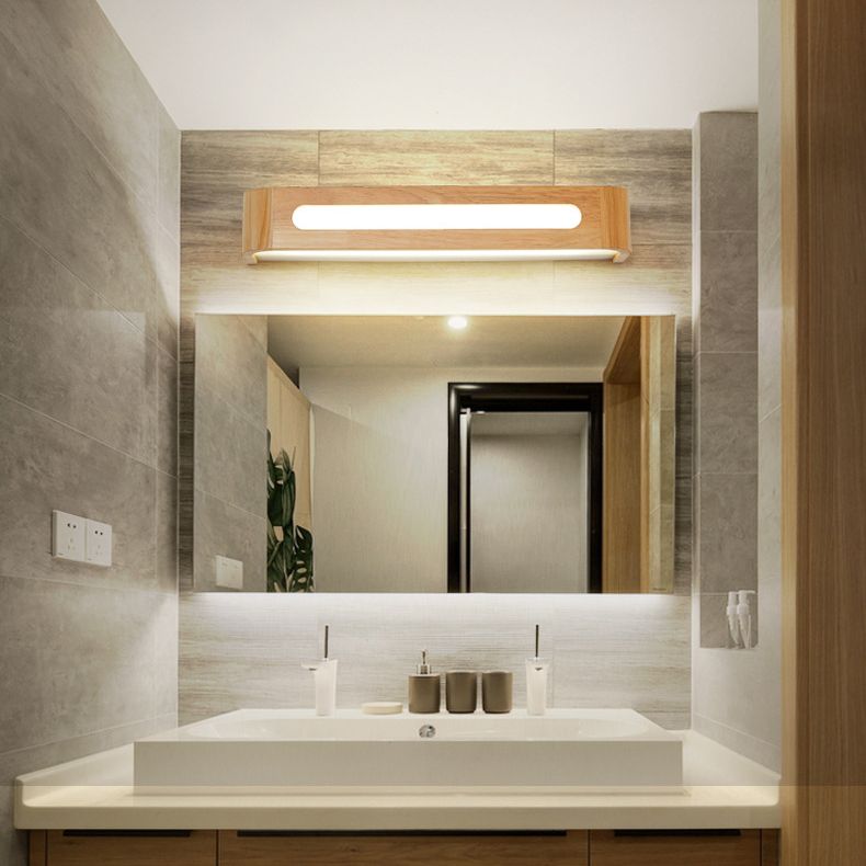 Modern Minimalist Style Rectangle Vanity Wall Light Fixtures Wood Vanity Lights