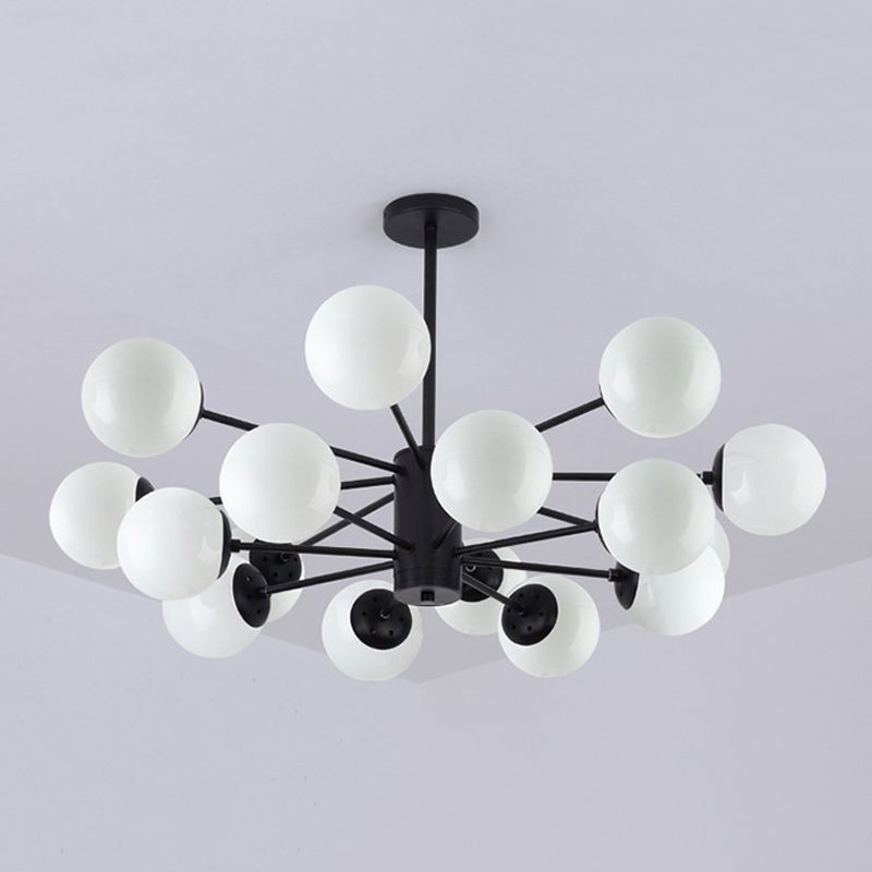 Modern Style Suspension Lamp Globe Shape Glass Metal Chandelier Lighting Fixtures