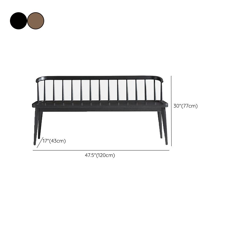 Contemporary Solid Wood Bench Backrest Seating Bench with 4 Legs