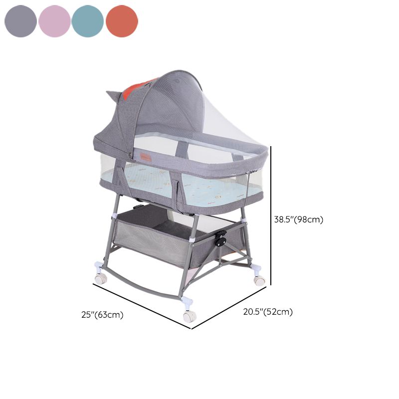 Contemporary Portable Crib Cradle Metal Bedside Bassinet With Canopy