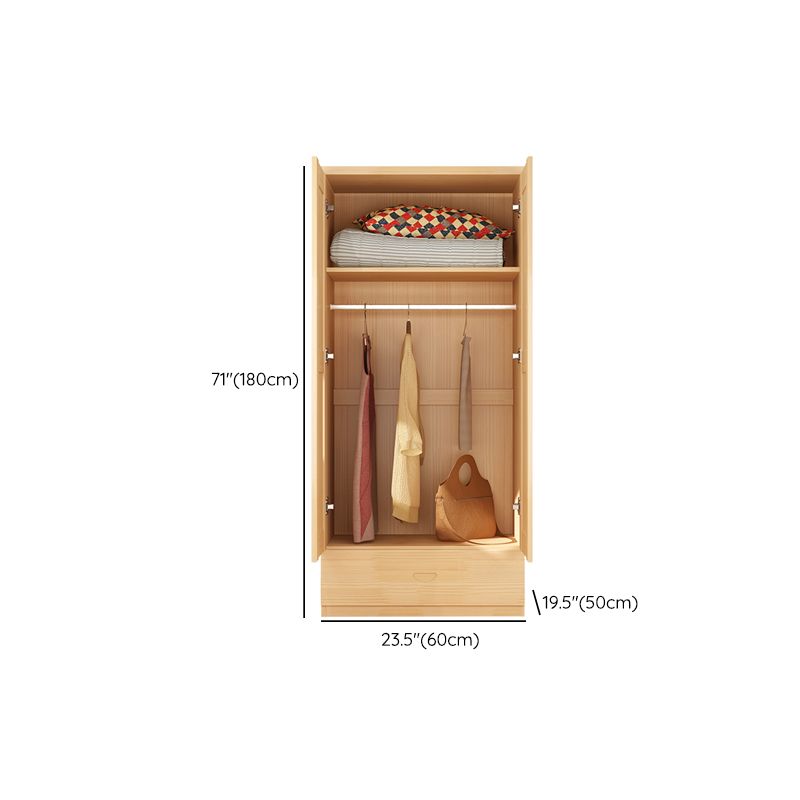 Modern Wooden Hanging Clothes Rack Natural Kid's Wardrobe for Bedroom