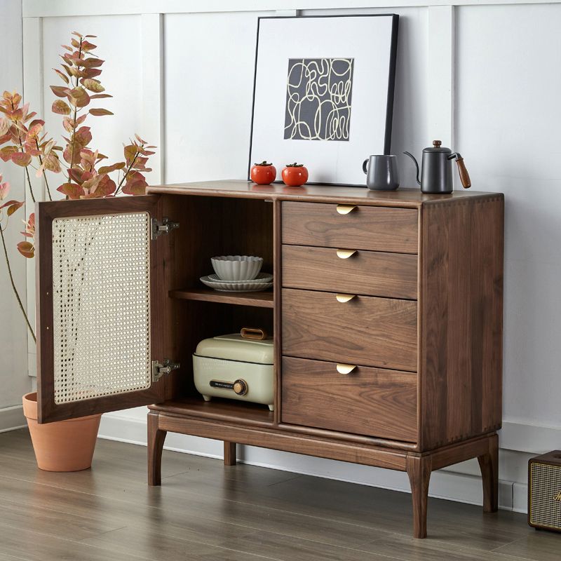 Contemporary Style Solid Wood Sideboard Cabinet with Cabinet and Drawers