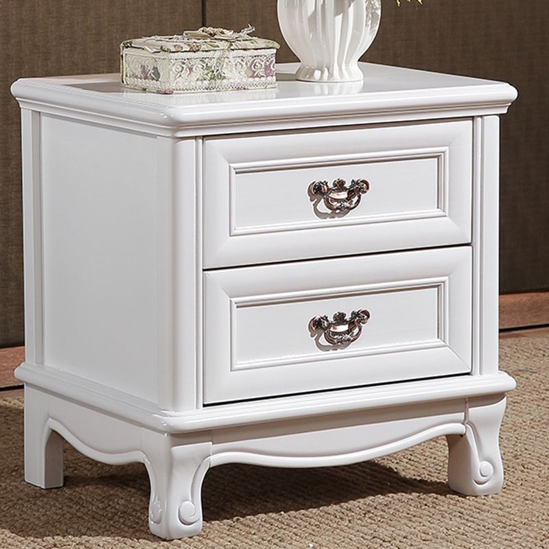 Traditional Accent Table Nightstand Antique Finish Bed Nightstand with Drawers