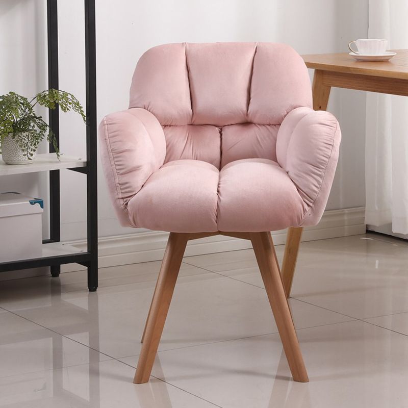 Armless Office Chair Modern Desk Chair with 4 Wooden Legs for Bedroom