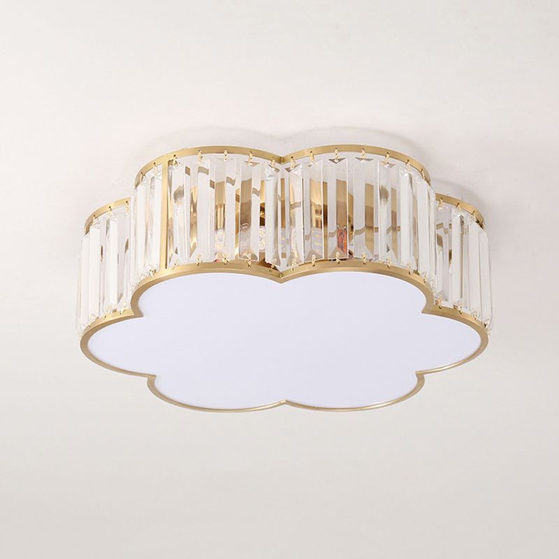 Modern Flush Light Gold Ceiling Lighting with Brass and Crystal for Bedroom