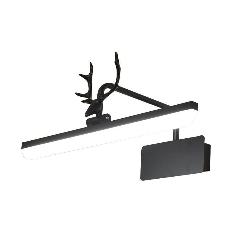 Linear Metal Vanity Wall Lamp Modernist Led White/Black/Gold Wall Mounted Vanity Light with Antlers Arm in White/Natural Light, 17"/20.5"/28" Wide