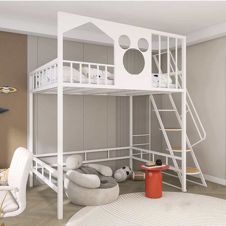 Gender Neutral Metal Kids Bed No Theme Loft Bed with Guardrail