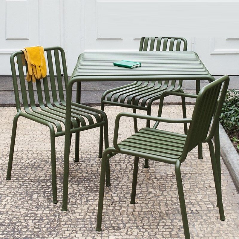 Contemporary Metal Green Dining Table Rust Resistant Dining Table