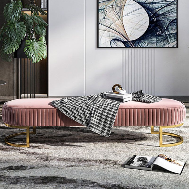 Modern Style Seating Bench Glam Upholstered Bench with Gold Legs