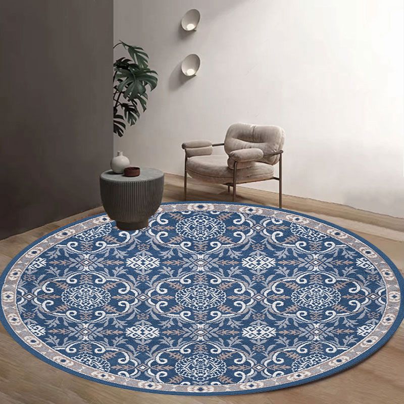 Tapis rond antique rétro à imprimé floral tapis intérieur Polyester tapis de support sans glissement pour salon