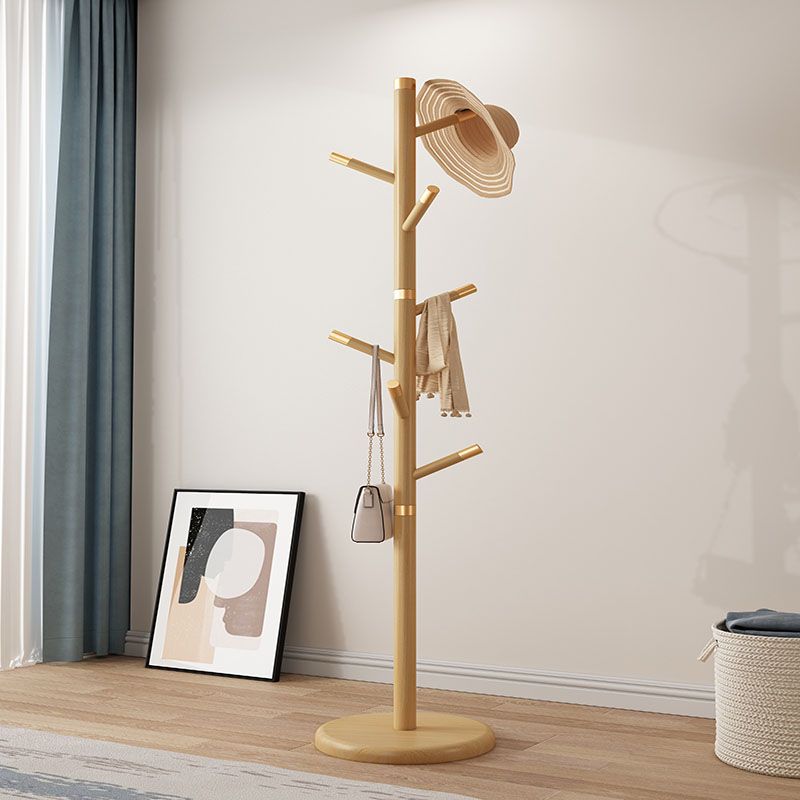 Contemporary Style Coat Hanger Solid Rubberwood Coat Rack for Living Room