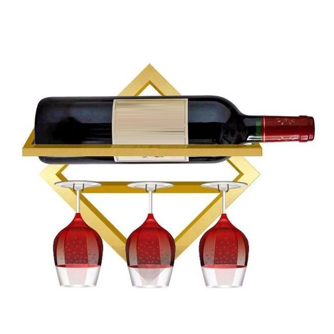 Metal Wall Mounted Wine Rack Contemporary Wine Holder for Living Room