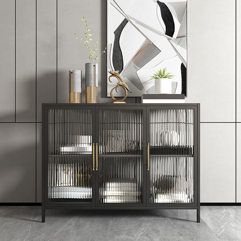 Luxury Storage Sideboard Sintered Stone Sideboard Cabinet with Glass Doors