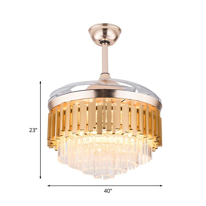 Tambour conique en or Mount de salon en cristal moderne.