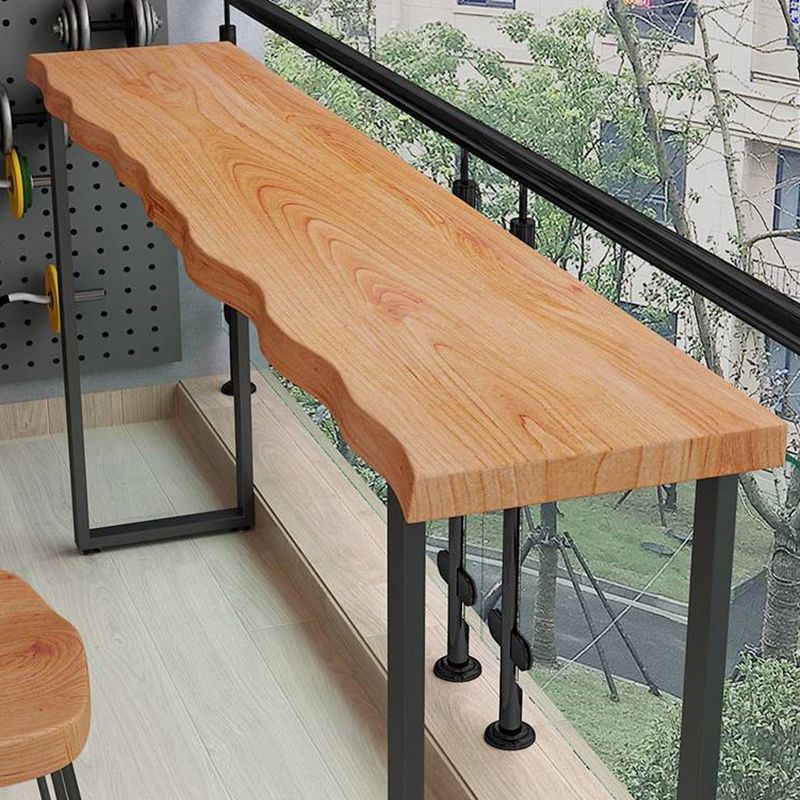 Pine Wood Bar Dining Table Modern Rectangle Bar Table with Sled Base for Balcony