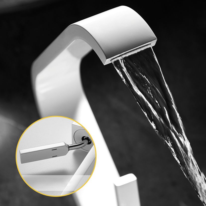 Unique Sink Faucet Bathroom Brass Solid Color Waterfall Spout Faucet