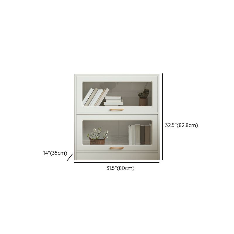 Modern Engineered Wood Bookcase Standard White Bookshelf with Cabinets