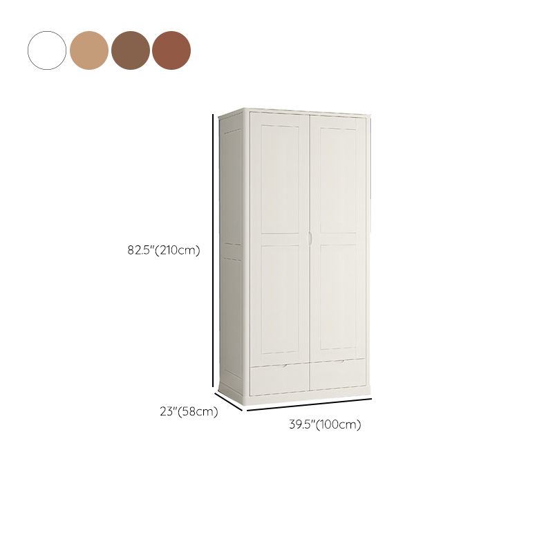 Rubberwood Solid Wood Wardrobe Contemporary Wardrobe with 2 Soft Close Drawers