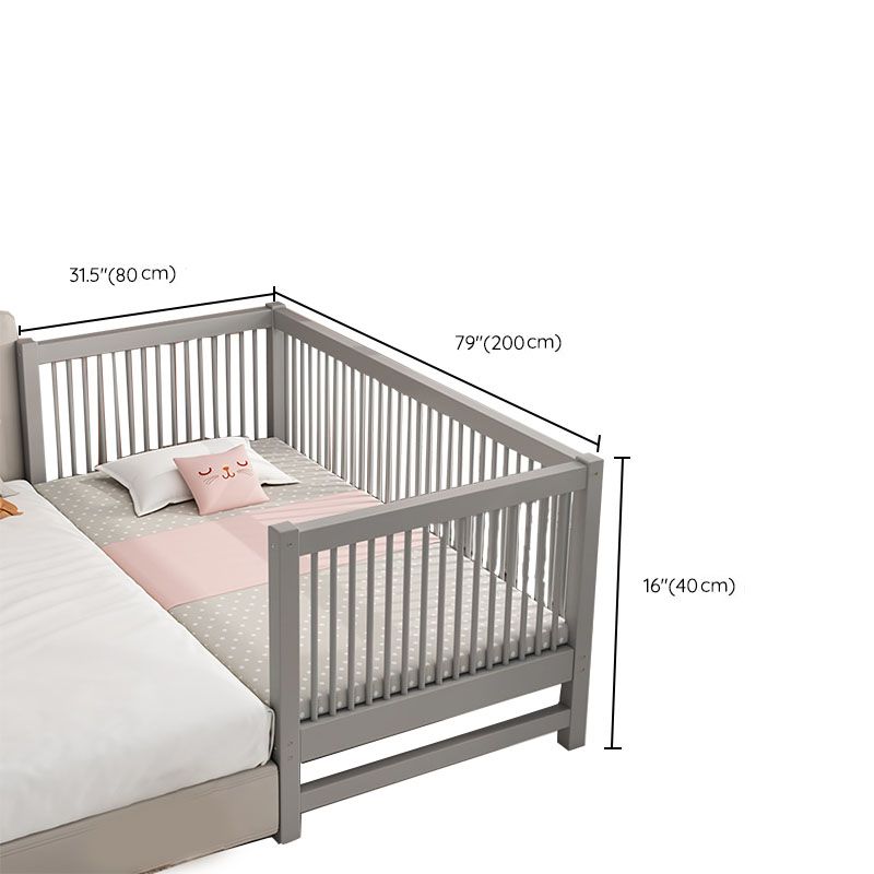 Scandinavian Wood Baby Crib Gray Wood Beech Nursery Crib with Guardrail