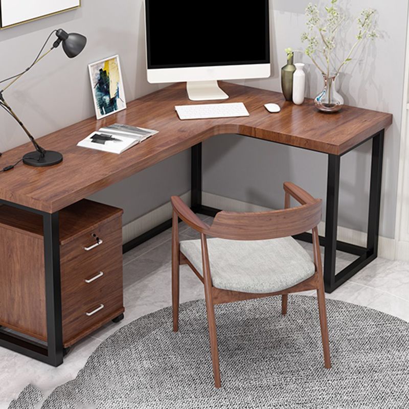 Home Writing Table Industrial L-Shape Solid Wood Working Desk