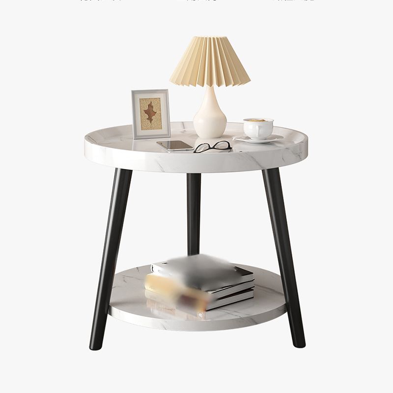 19'' Tall Modern Night Table Plates Round Open Storage Bed Nightstand with Legs