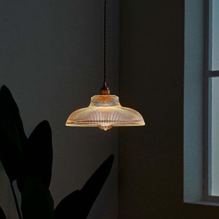 Retro Industrial 1 Light Pendant Prismatic Clear Glass Dome Pendant Lamp for Coffee Shop