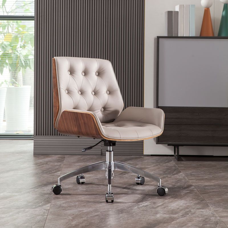 Modern Ergonomic Desk Chair Faux Leather Armless Office Chair