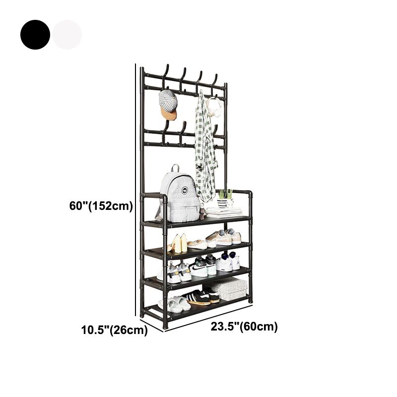 Modern Style Metallic Coat Rack Free Standing Multi-layer Shelve Design Coat Rack