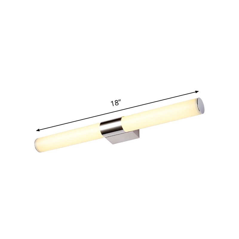 Luz de tocador de pared de tubo acrílico Lámpara de aplastamiento LED moderno de acabado cromado en luz cálida/blanca, 18 "/23.5" /31.5 "Longitud de longitud