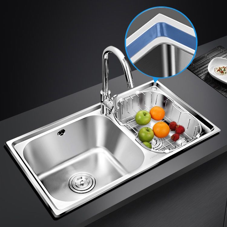 Stainless Steel Kitchen Double Sink Drop-In Kitchen Sink with Drain Assembly