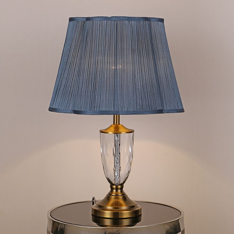 Tazza modernista tavolino tavolino cristallo tagliato a mano 1 lampadina da scrivania piccola in blu