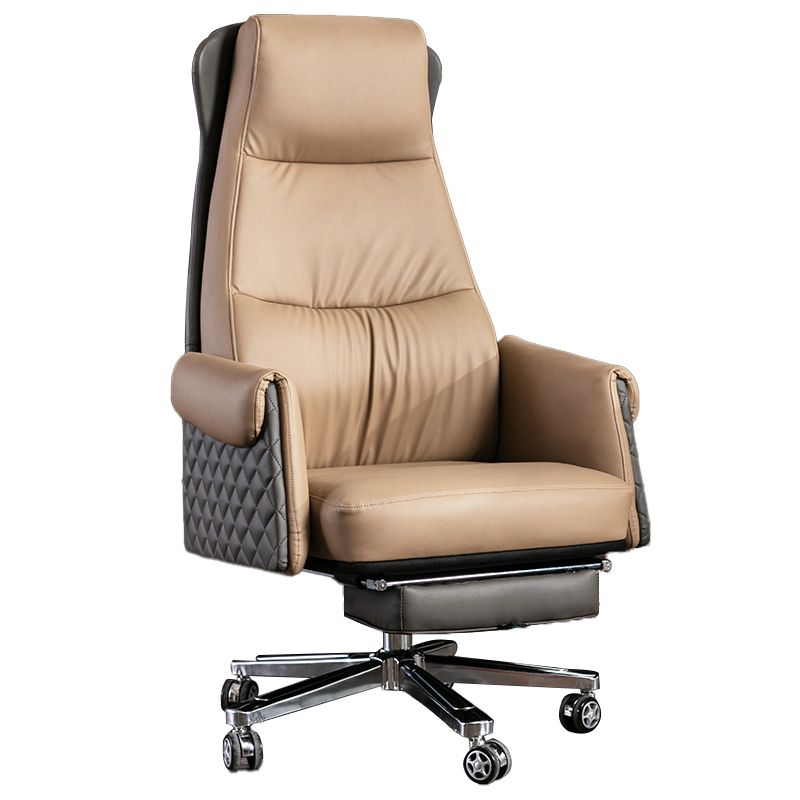 Modern Office Chair Armless Leather No Distressing Ergonomic Desk Chair with Wheels