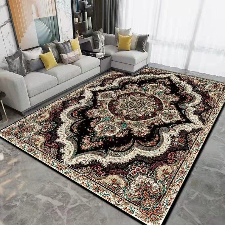 Colorful Mid-Century Area Rug Artistic Floral Printed Rug Friendly Washable Carpet for Home Decor