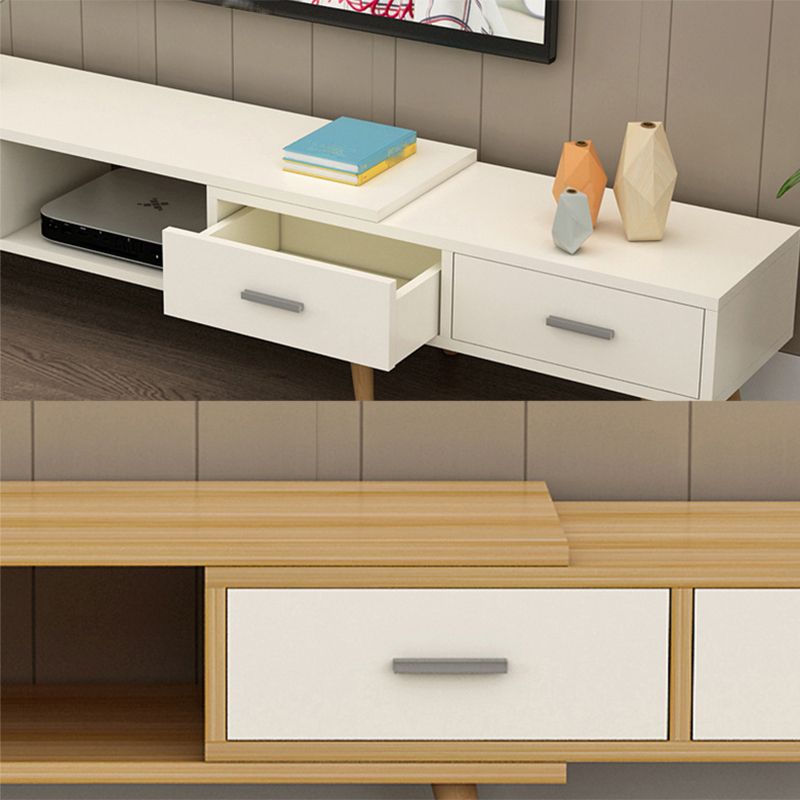 Scandinavian Style Wood TV Stand Enclosed Storage Stand Console with Drawers