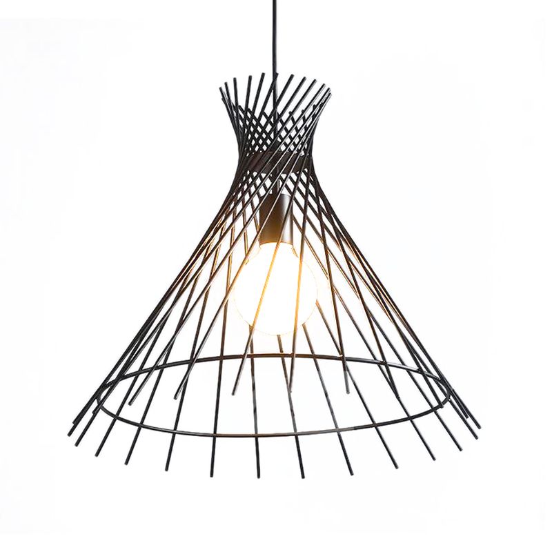 1-Light Hanging Lamp with Cone Shade Iron Modern Kitchen Island Pendant Ceiling Light in Black