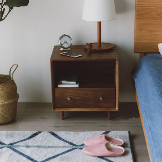 Modern Bed Nightstand Drawers Included Pine Night Table for Bedroom