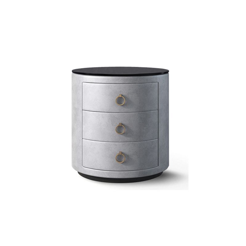 Contemporary Accent Table Nightstand Glass Nightstand with 3 Drawers