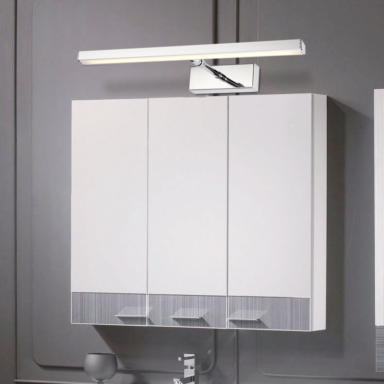 Moderno semplice acciaio in acciaio leggero lineare lineare a led a led acrilico luce vanità con lampada girevole testa per il bagno