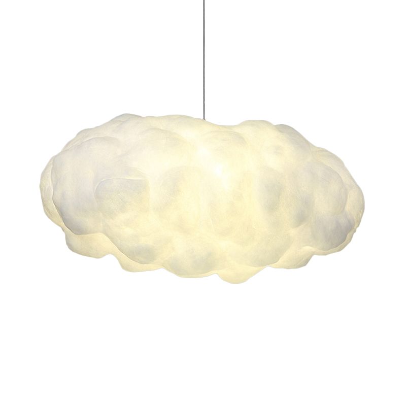 Cloud Hanging Light Kit Minimalism Cotton 1 Head White Pendant Lighting in Warm/White Light