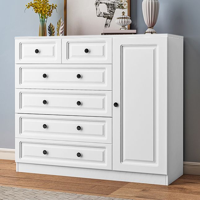 Scandinavian Solid Wood Combo Dresser Kids Nightstand in White