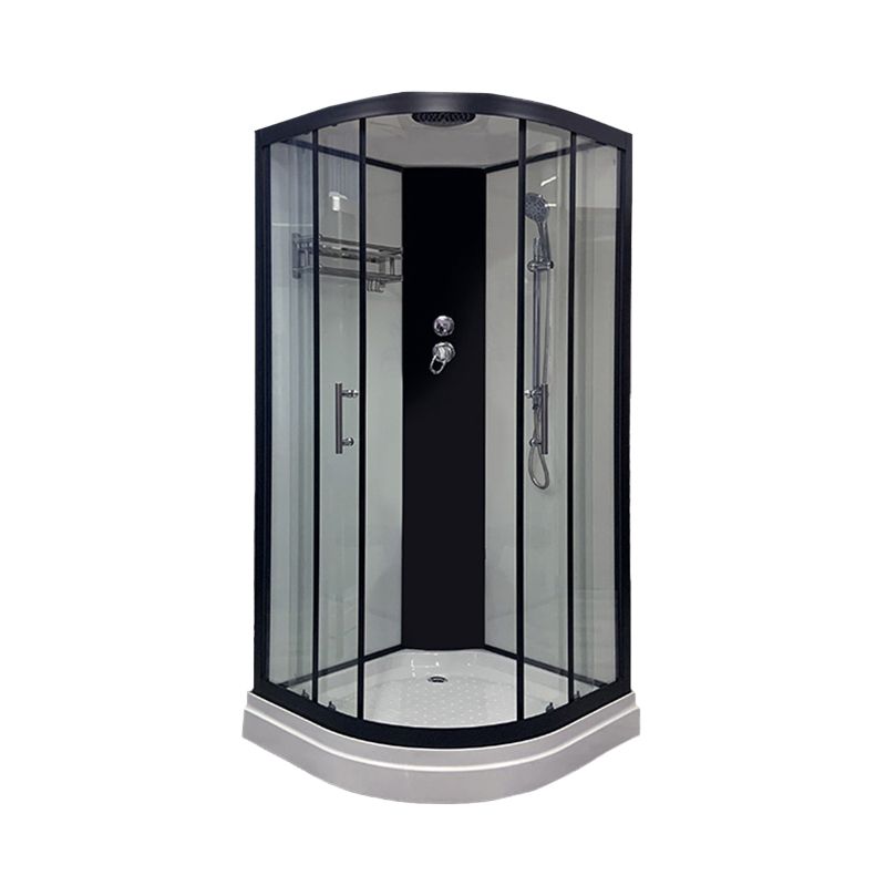 Round Shower Stall Corner Double Sliding Tempered Glass Shower Stall